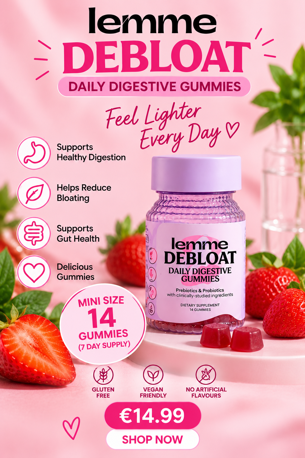 💗 Lemme DEBLOAT Daily Digestive Gummies – Mini Size (14 Gummies)