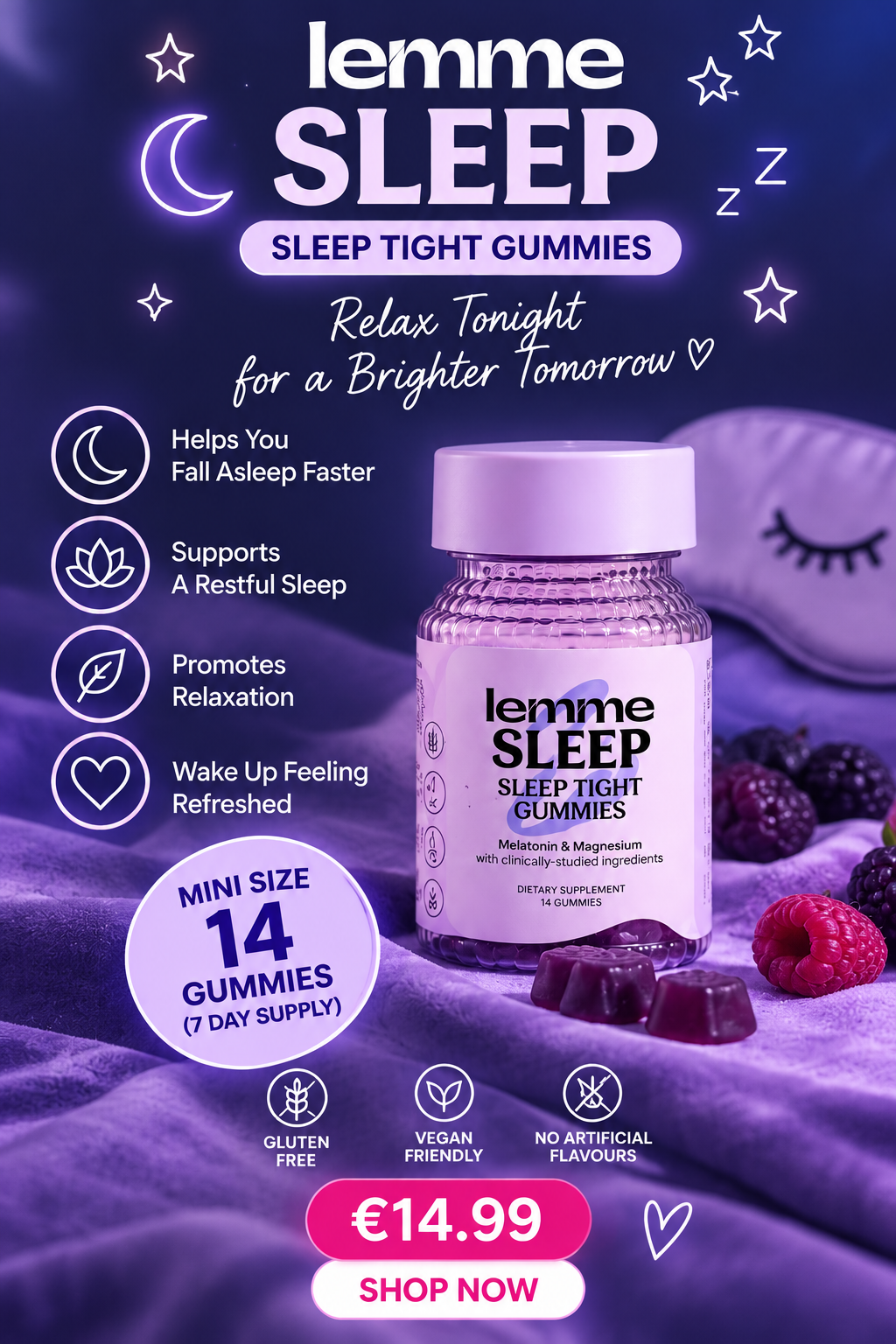💜 Lemme SLEEP Tight Gummies – Mini Size (14 Gummies)