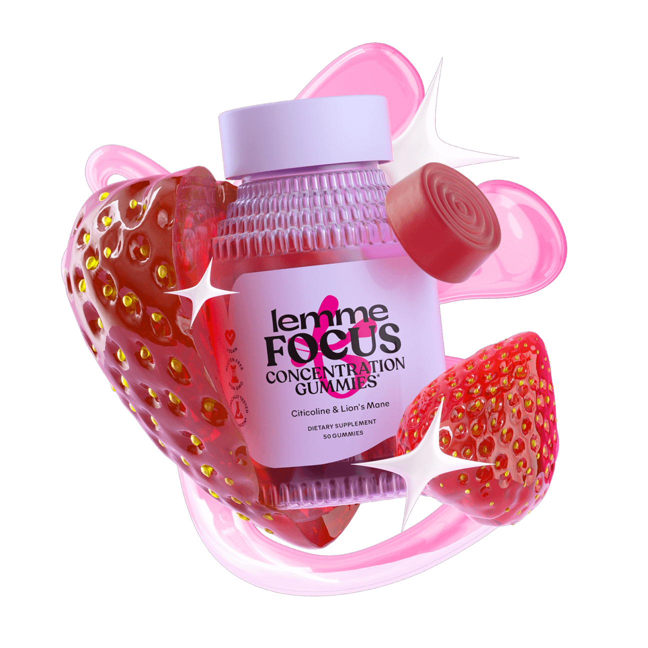 Lemme FOCUS Concentration Gummies – Citicoline & Lion’s Mane (50 Gummies)