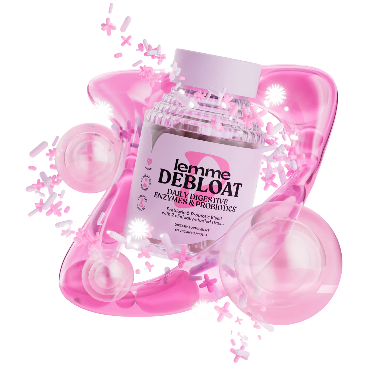 Lemme DEBLOAT Daily Digestive Enzymes & Probiotics (60 Vegan Capsules)