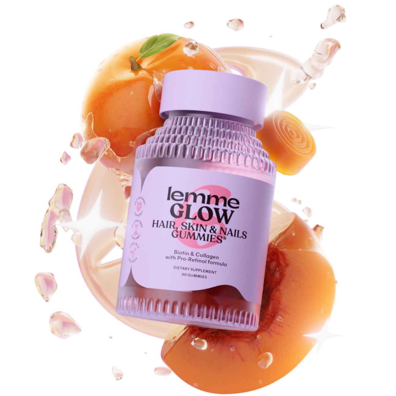 Lemme GLOW Hair, Skin & Nails Gummies (60 Gummies)