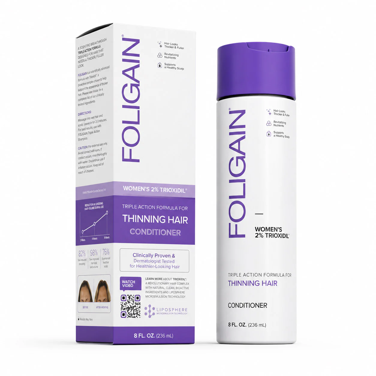 FOLIGAIN Women’s 2% Trioxidil Conditioner – Thinning Hair Support