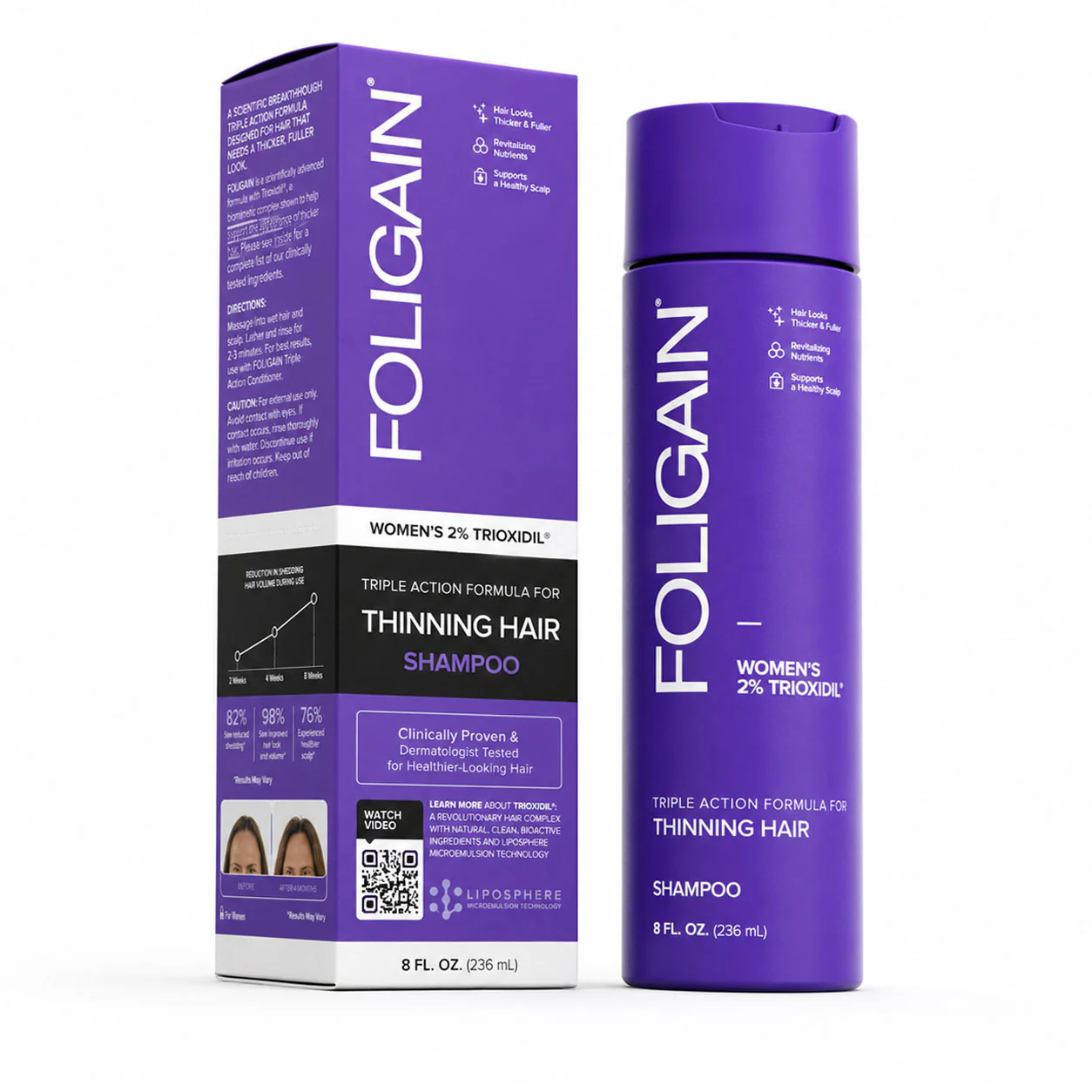 FOLIGAIN Women’s 2% Trioxidil Shampoo – Thinning Hair Support